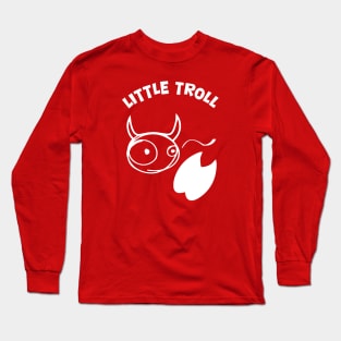 White Little Troll stamps and is flicking its tail Long Sleeve T-Shirt